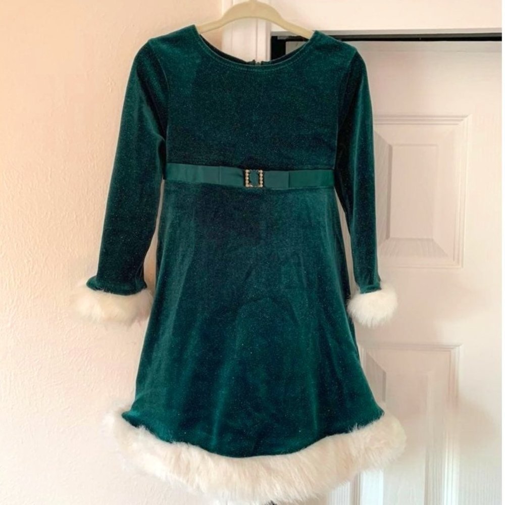 Bonnie Jean Girl 3T Winter Holiday Green Dress